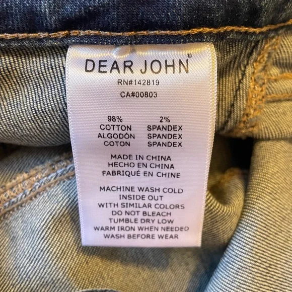 Dear John Women’s Playback Phantom Jean Denim Size 27 Mid Rise Straight Leg NWT